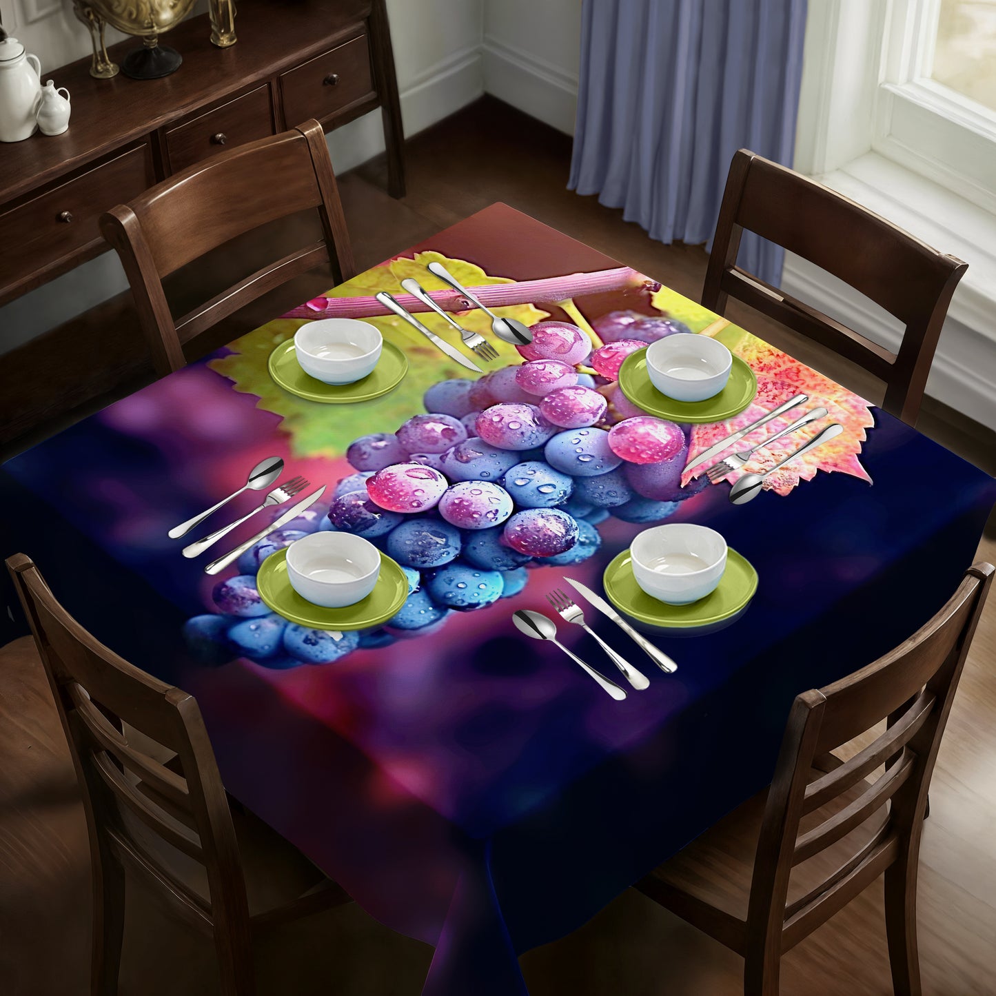 Purple Grapes Square Tablecloth