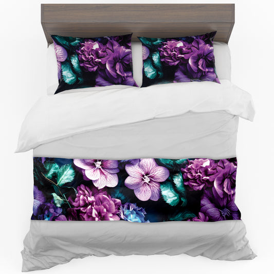 Purple Hydrangeas Bed Runner and Optional Pillowcases