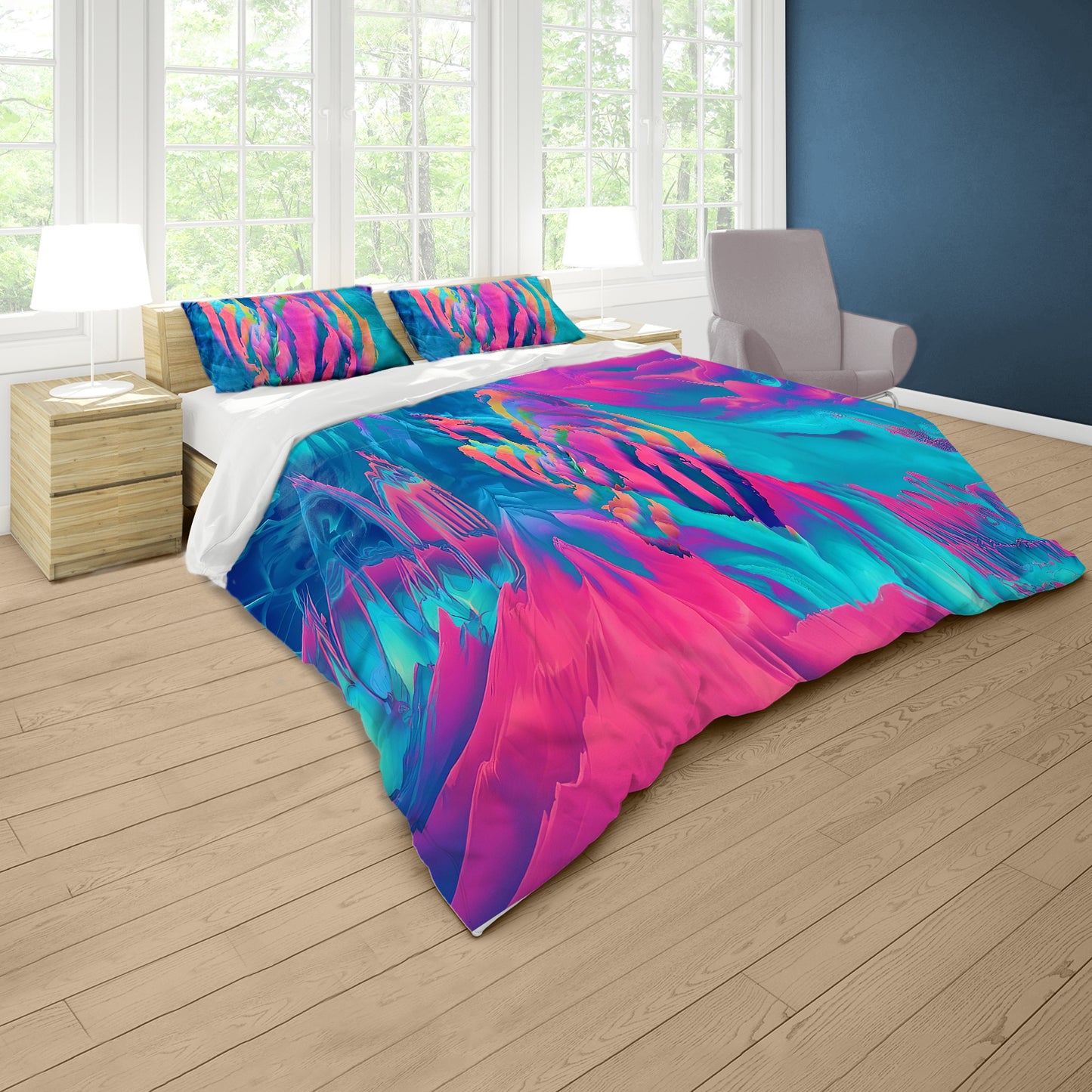 Purple Painted Abstract Duvet Cover Set