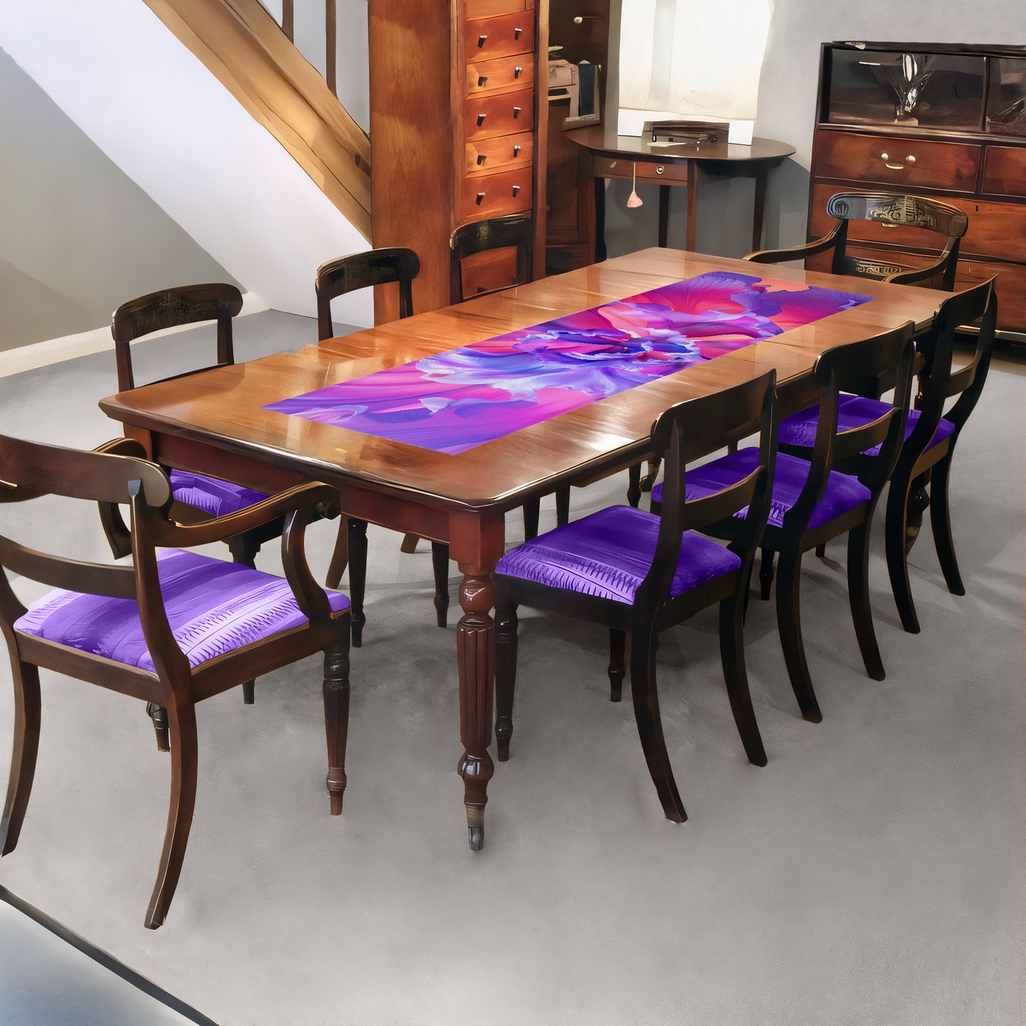 Purple Petals 160cm Table Runner