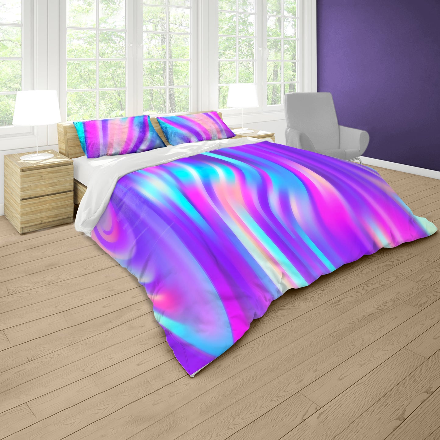 Purple Phantom Streams Duvet Cover Set