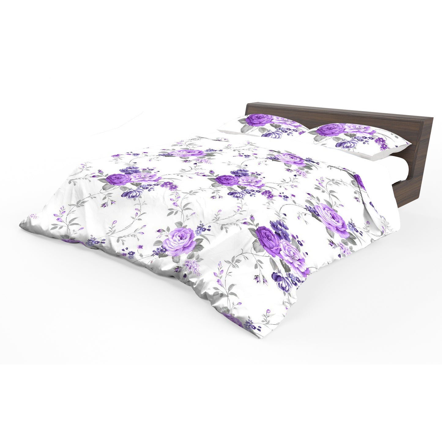 Purple Rose Bouquets Duvet Cover Set