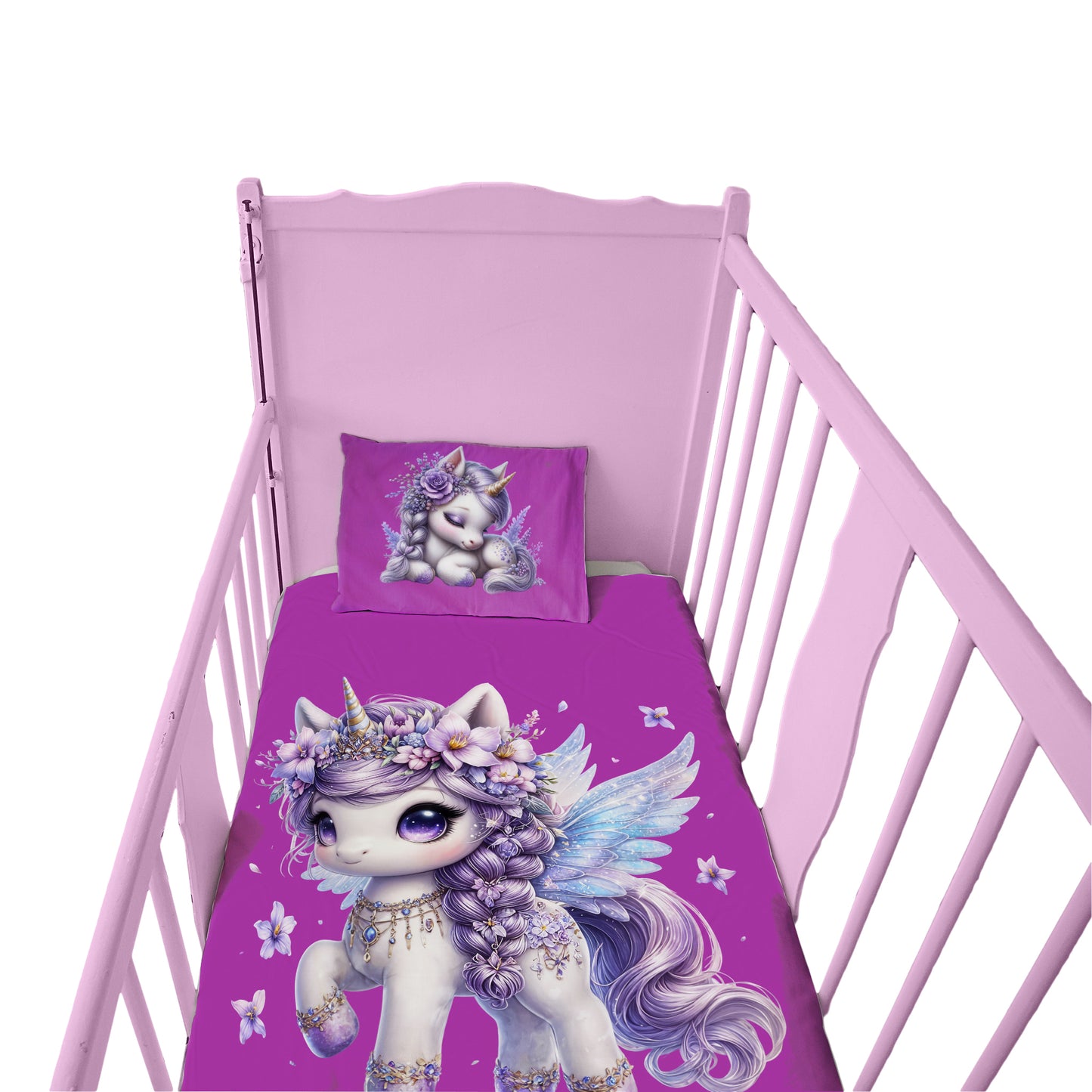 Purple Unicorn Cot Set