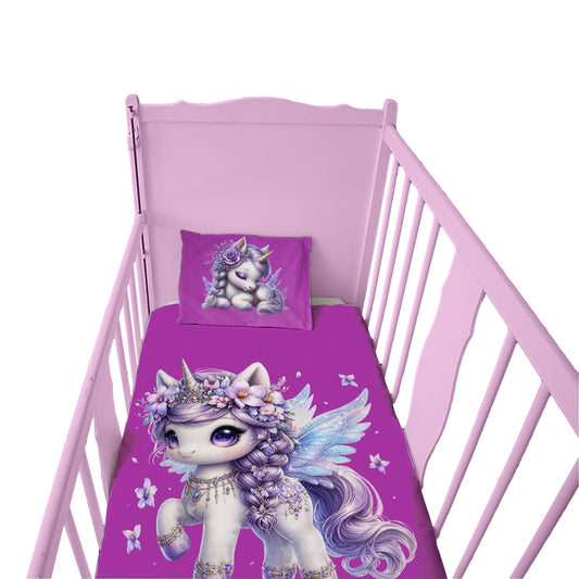 Purple Unicorn Cot Set