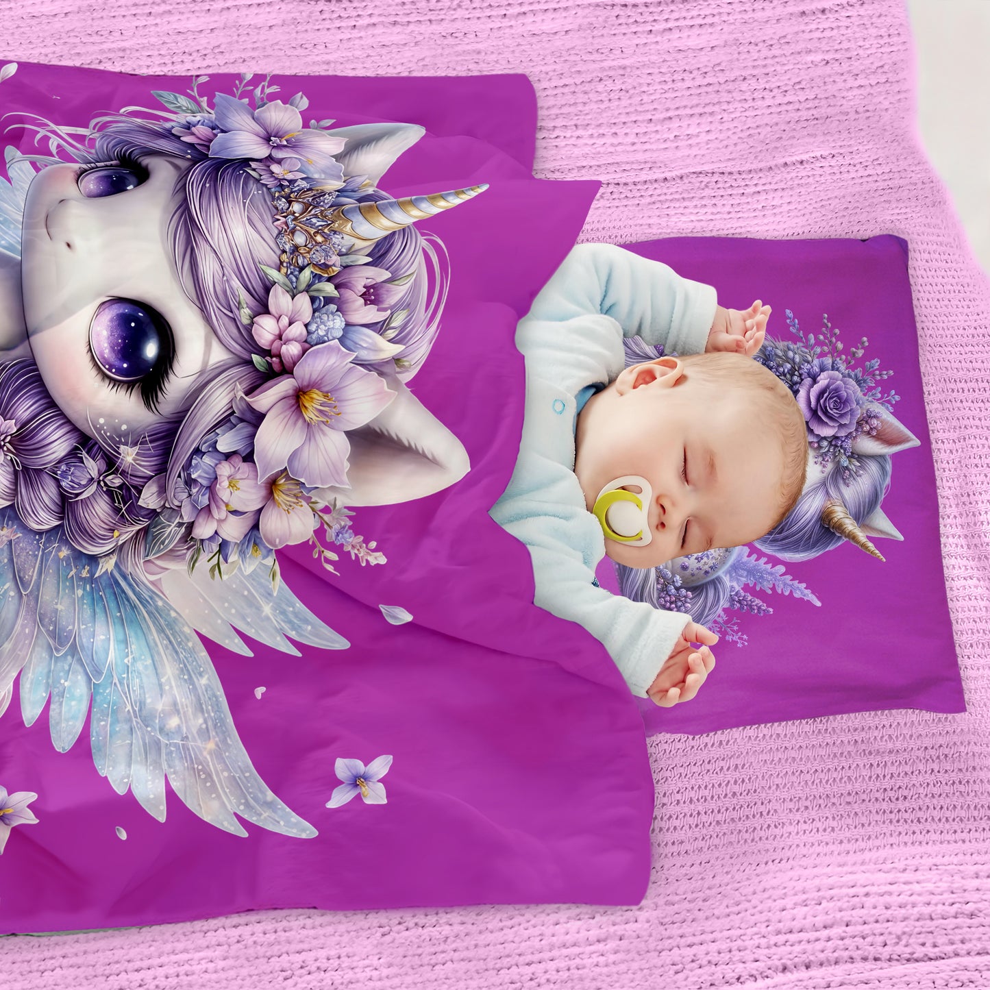 Purple Unicorn Cot Set