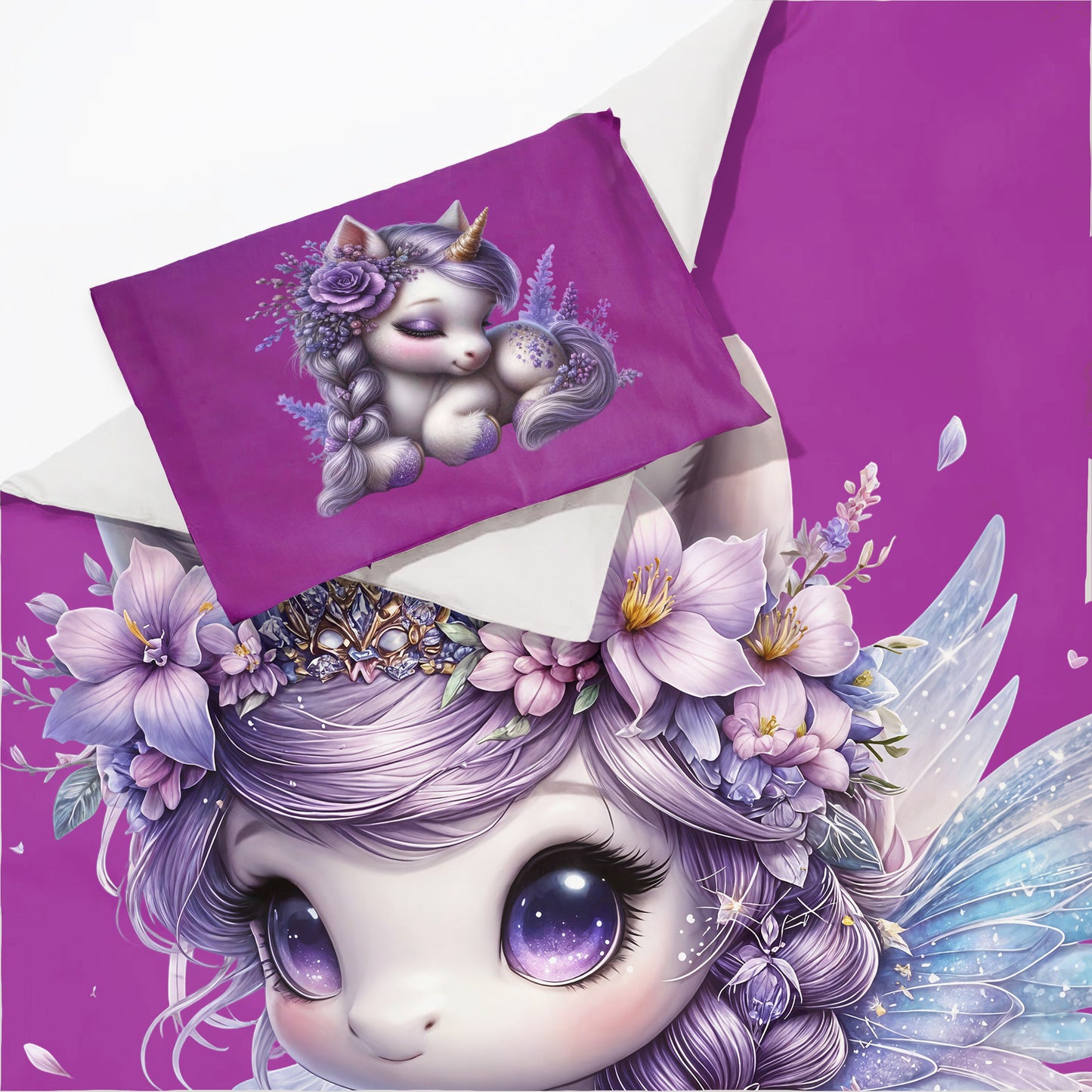 Purple Unicorn Cot Set