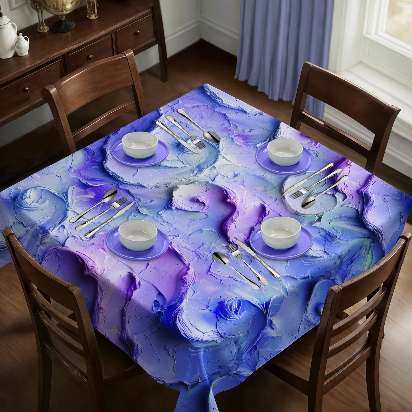 Purple Wave Square Tablecloth