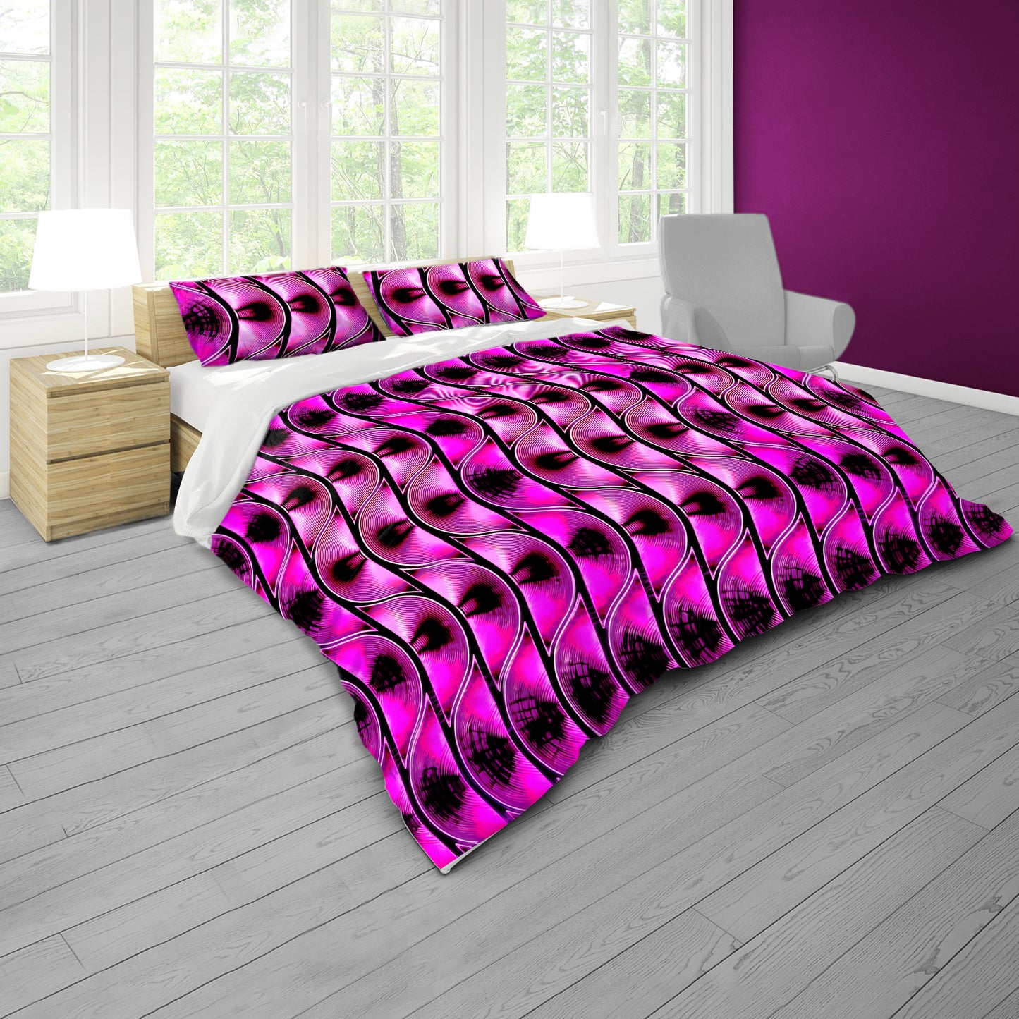 Purple Windy Waves Duvet Cover Set