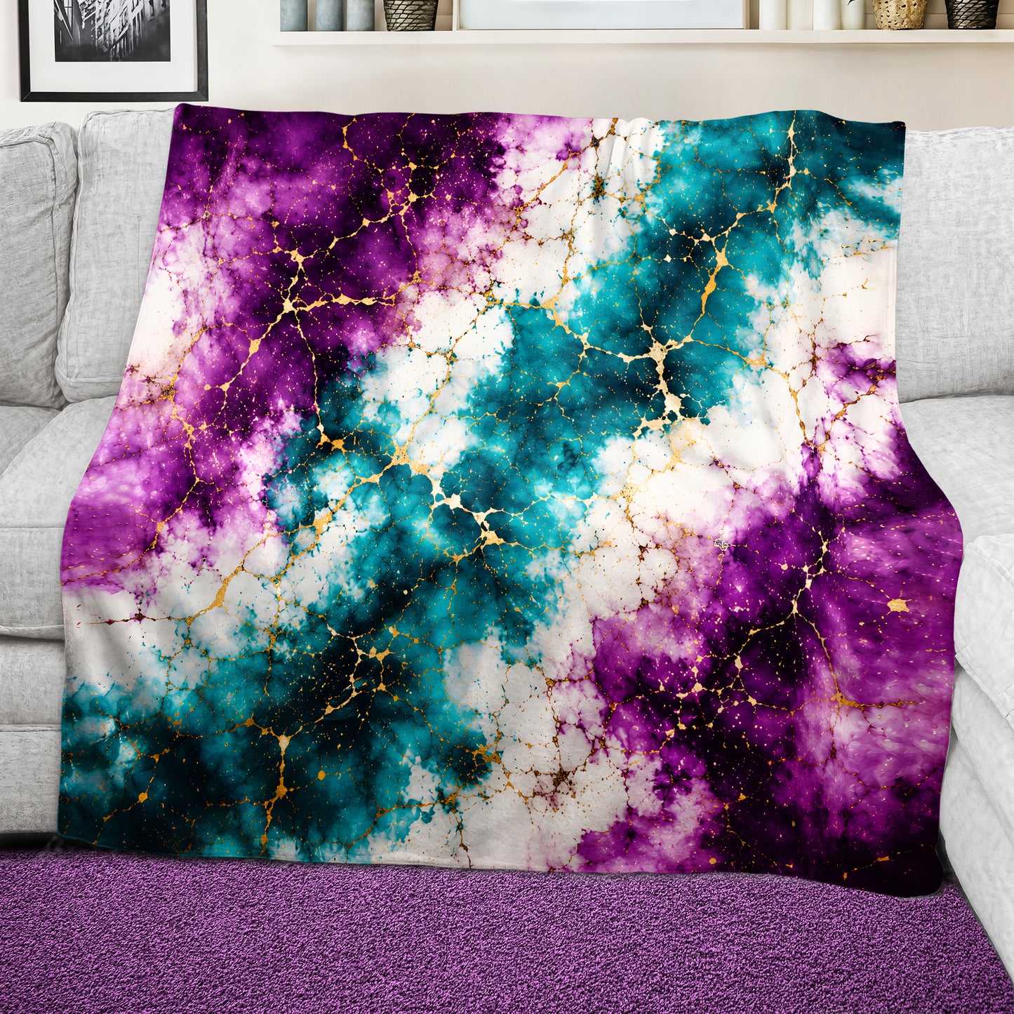 Purple & Turquoise Explosion Light Weight Fleece