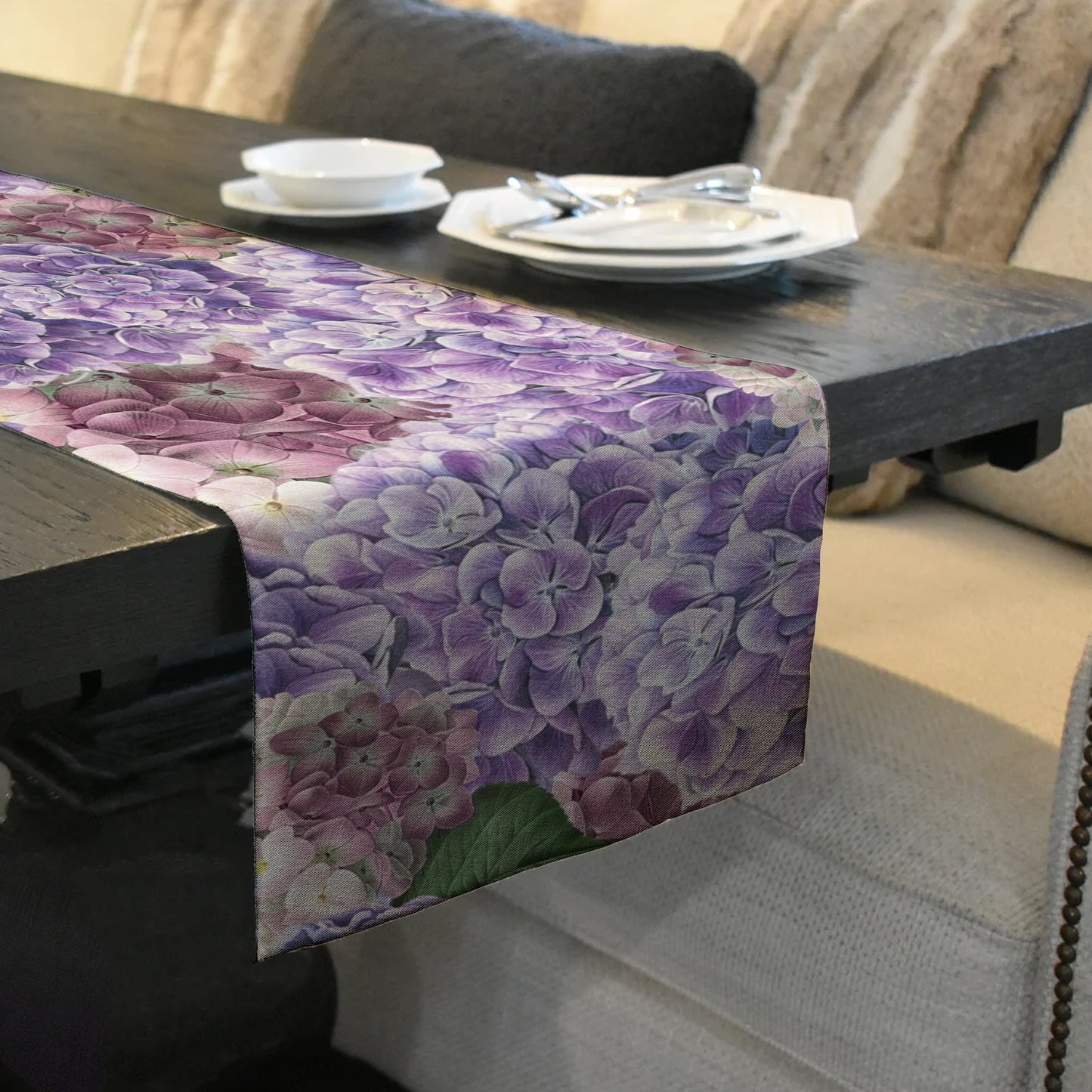 Purple & White Floral Table Runner By Mark van Vuuren