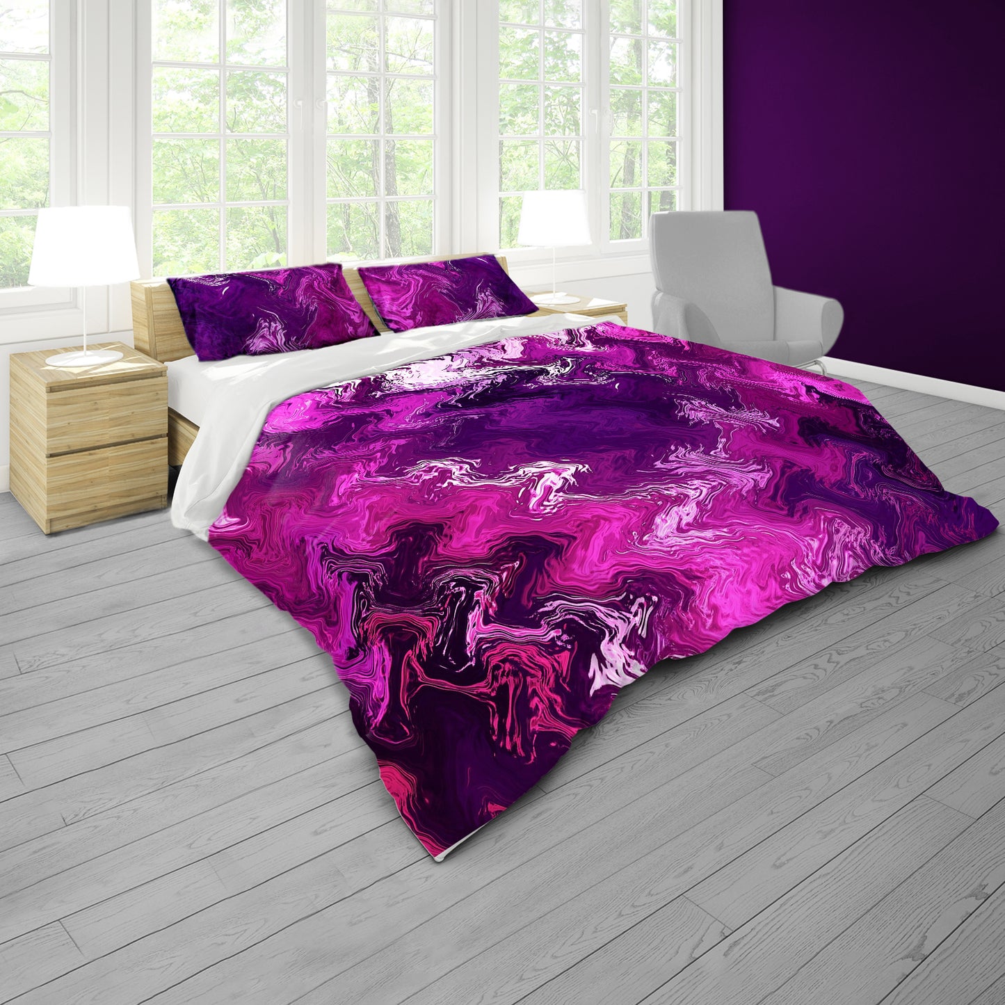 Purple and Pink Cross Duvet Cover Set