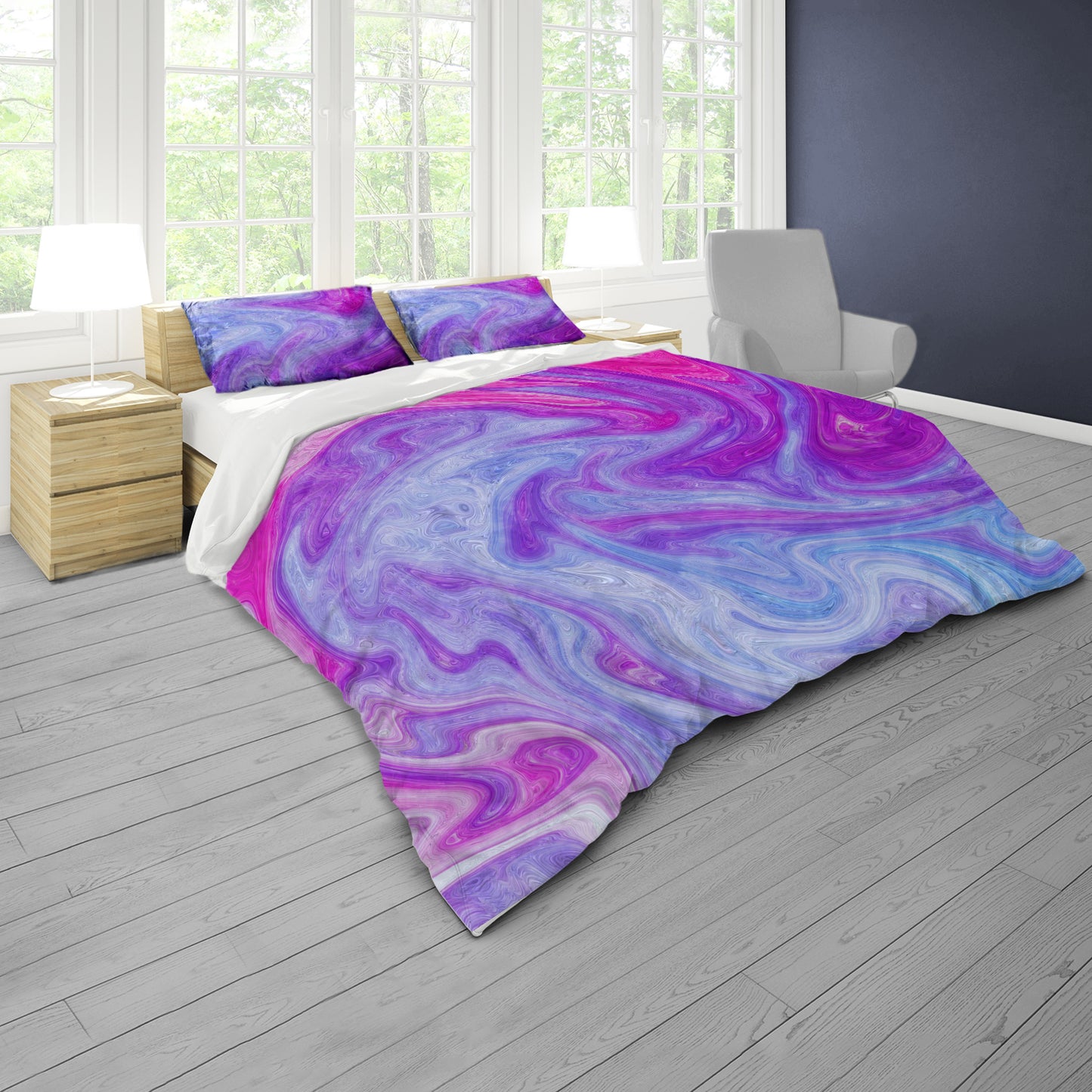 Purple and Pink Spiral Duvet Cover Set