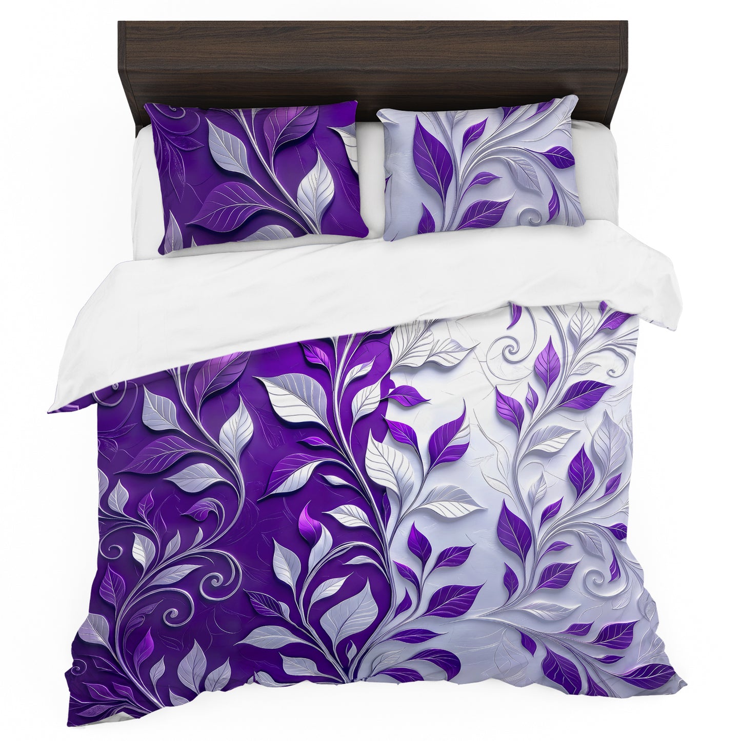 Purple and Silver Garden Duvet Cover Set