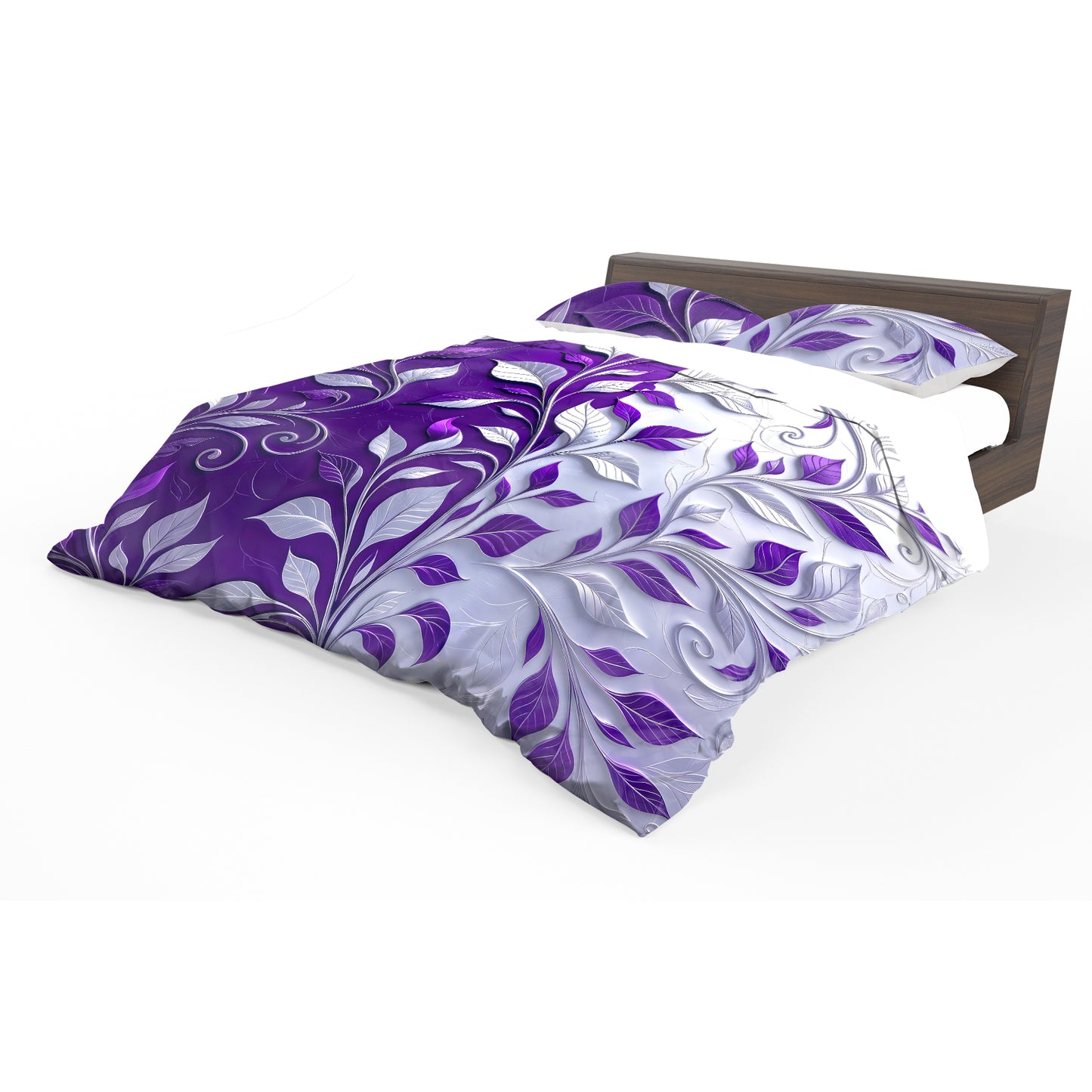 Purple and Silver Garden Duvet Cover Set