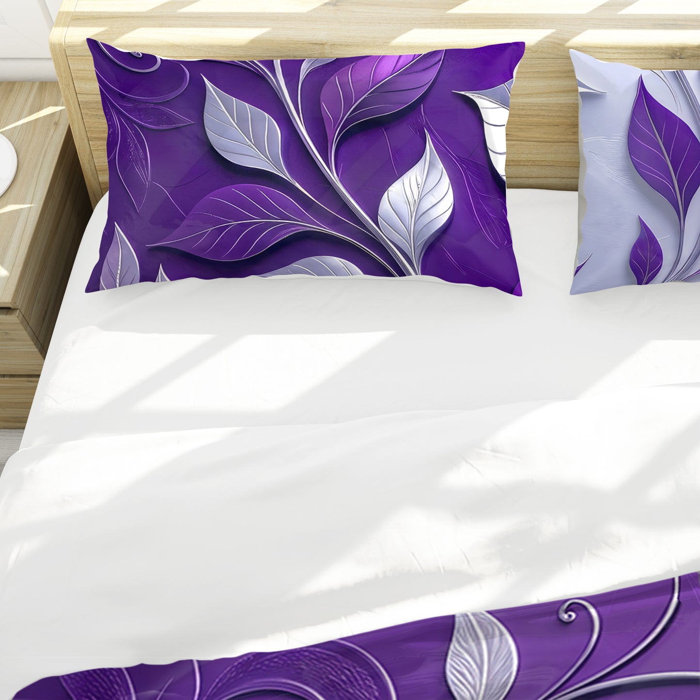 Purple and Silver Garden Duvet Cover Set