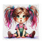 Quirky Ponytail Girl Light Weight Fleece Blanket