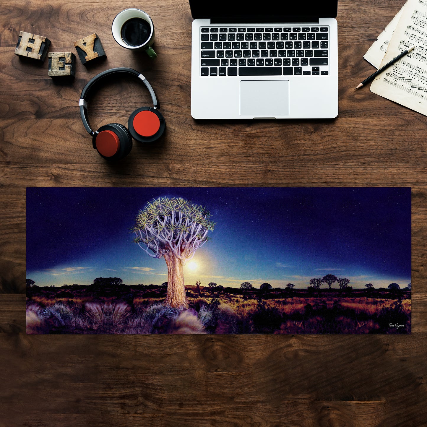 Quiver tree in Moonlight Desk Pad by Fanie Heymans
