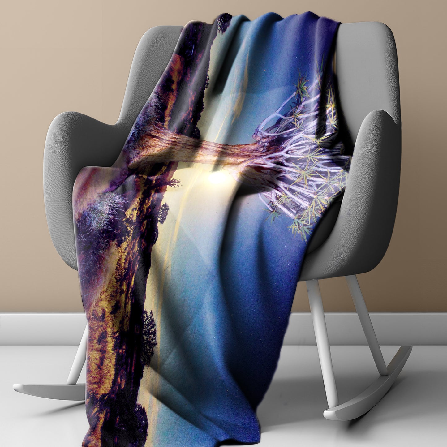 Quiver tree in Moonlight Light Weight Fleece Blanket by Fanie Heymans