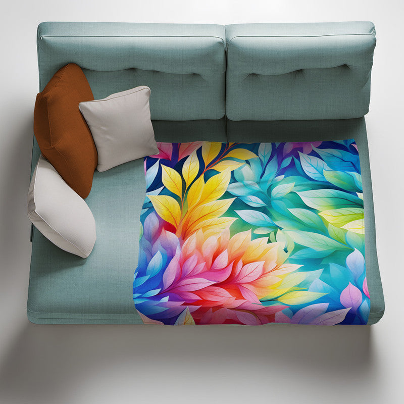 Rainbow Foliage Bright Light Weight Fleece Blanket