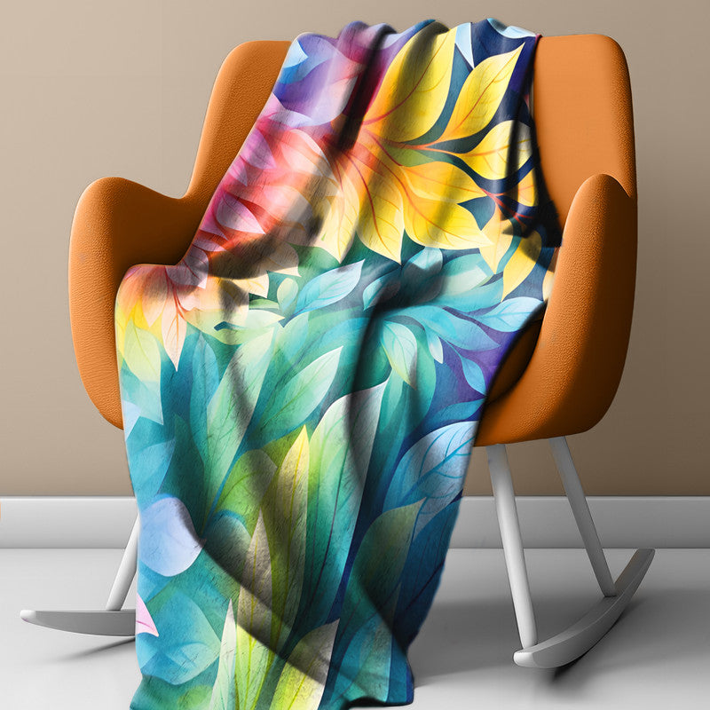 Rainbow Foliage Bright Light Weight Fleece Blanket