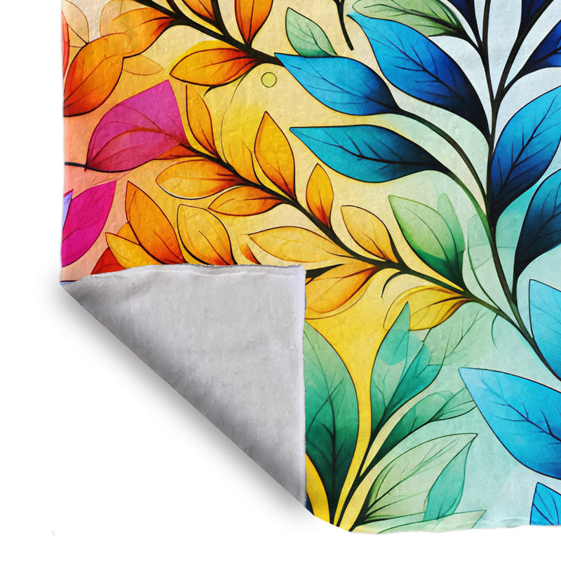 Rainbow Foliage Big Leaves Light Weight Fleece Blanket