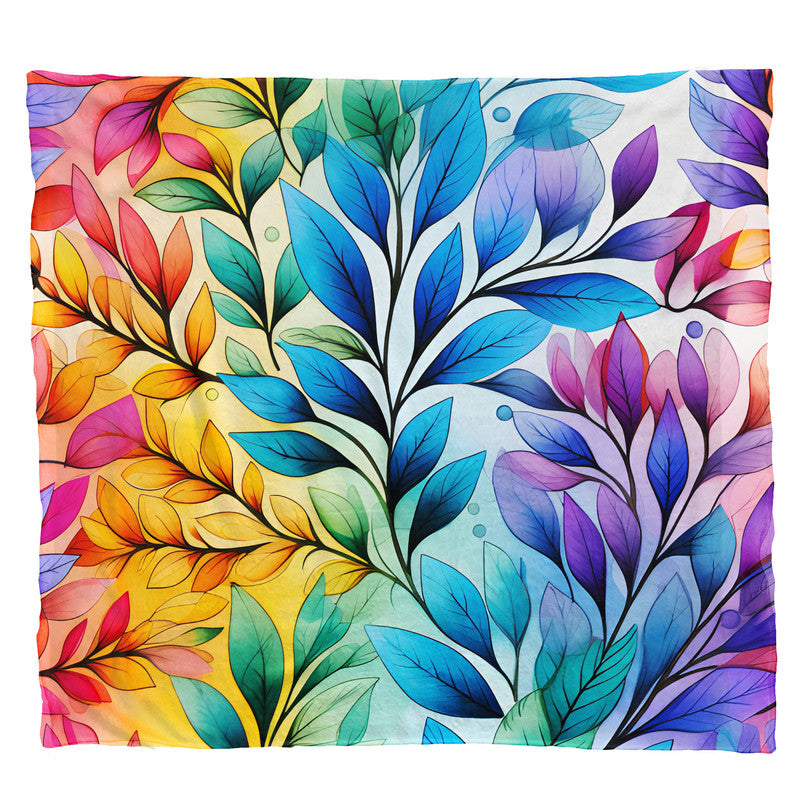 Rainbow Foliage Big Leaves Light Weight Fleece Blanket