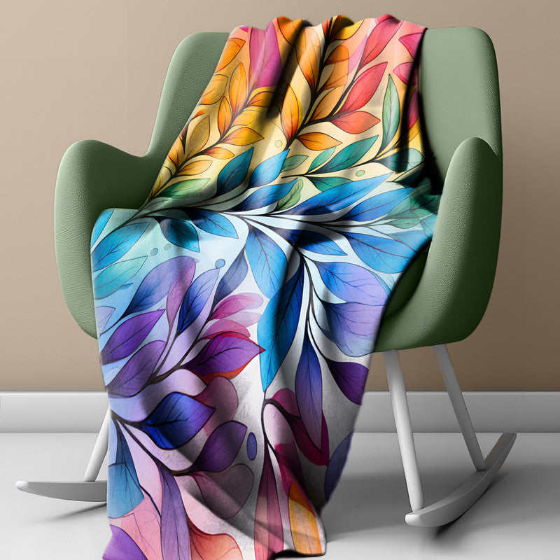 Rainbow Foliage Big Leaves Light Weight Fleece Blanket