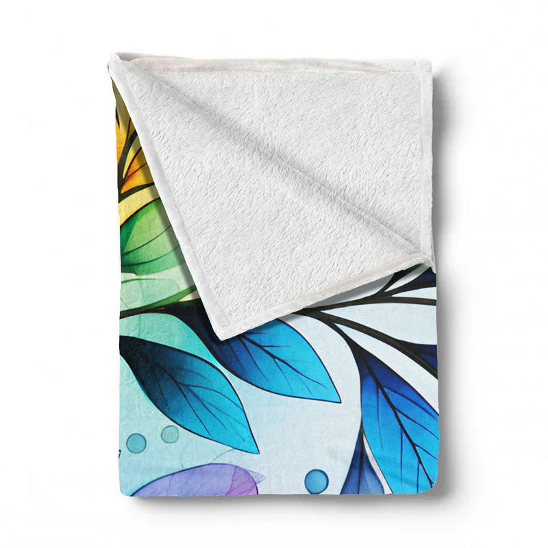 Rainbow Foliage Big Leaves Light Weight Fleece Blanket