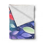 Rainbow Foliage on Teal Light Weight Fleece Blanket