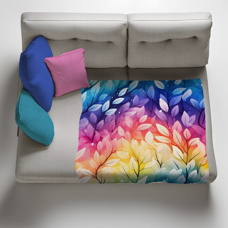 Rainbow Foliage Yellow Light Weight Fleece Blanket
