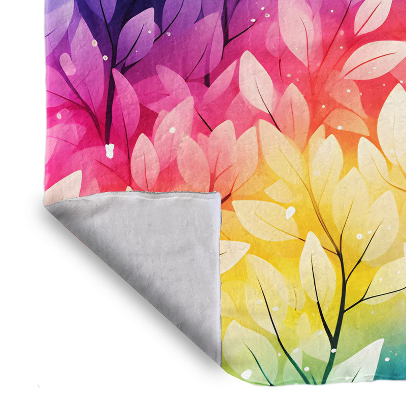 Rainbow Foliage Yellow Light Weight Fleece Blanket