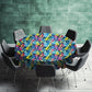 Rainbow Foliage Teal Round Tablecloth