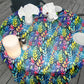 Rainbow Foliage Teal Round Tablecloth