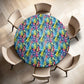 Rainbow Foliage Teal Round Tablecloth