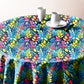 Rainbow Foliage Teal Round Tablecloth