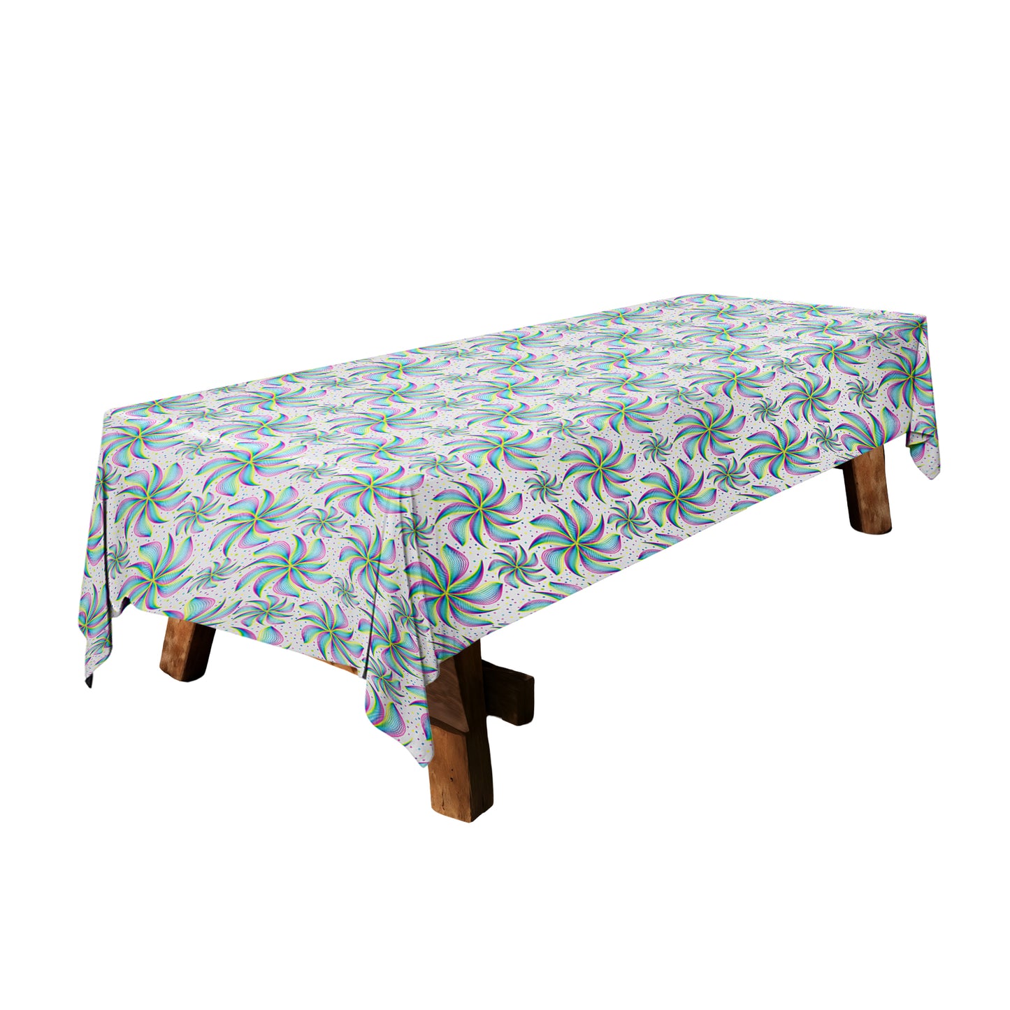 Rainbow Colour Flowers on Grey 3m Rectangle Tablecloth
