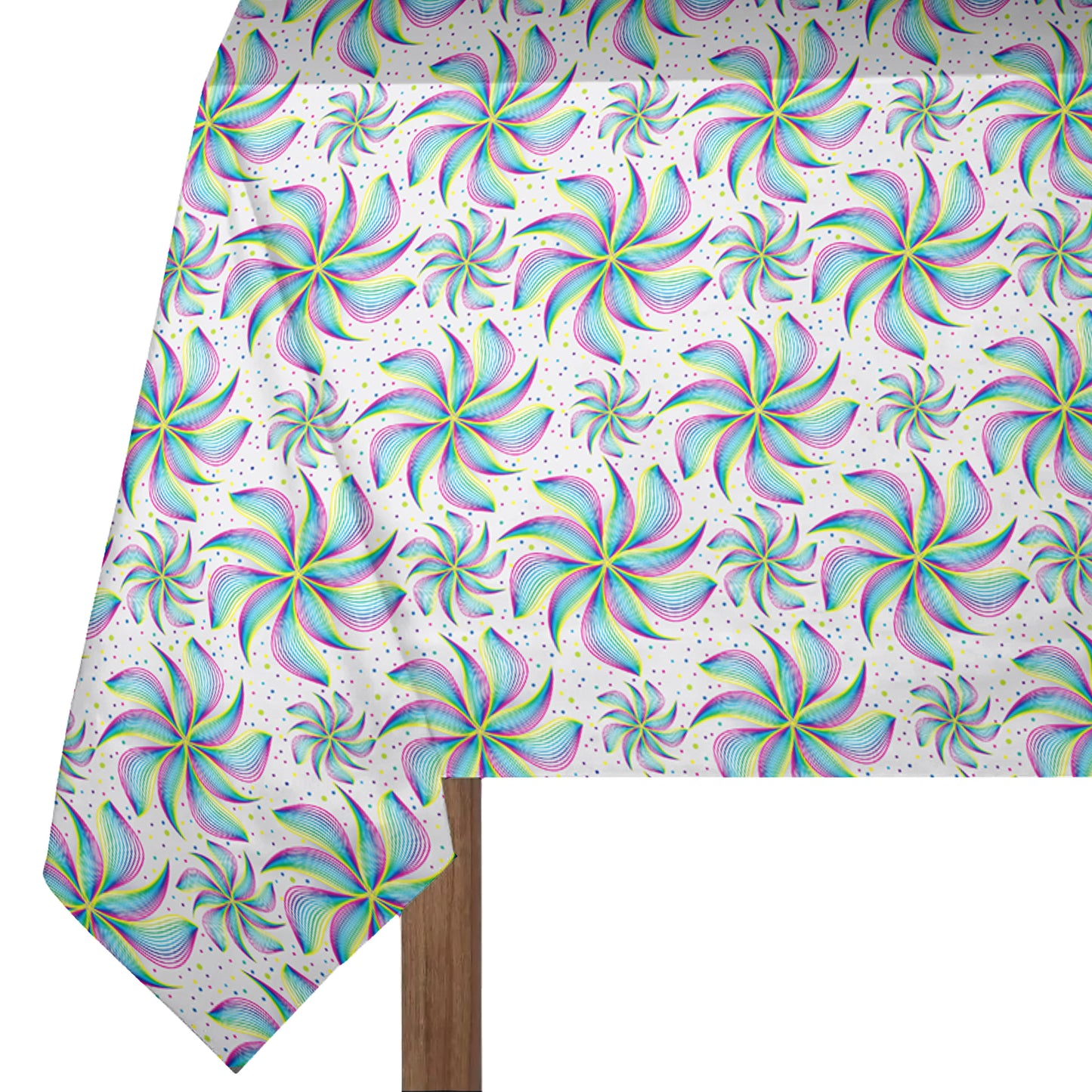 Rainbow Colour Flowers on Grey 3m Rectangle Tablecloth