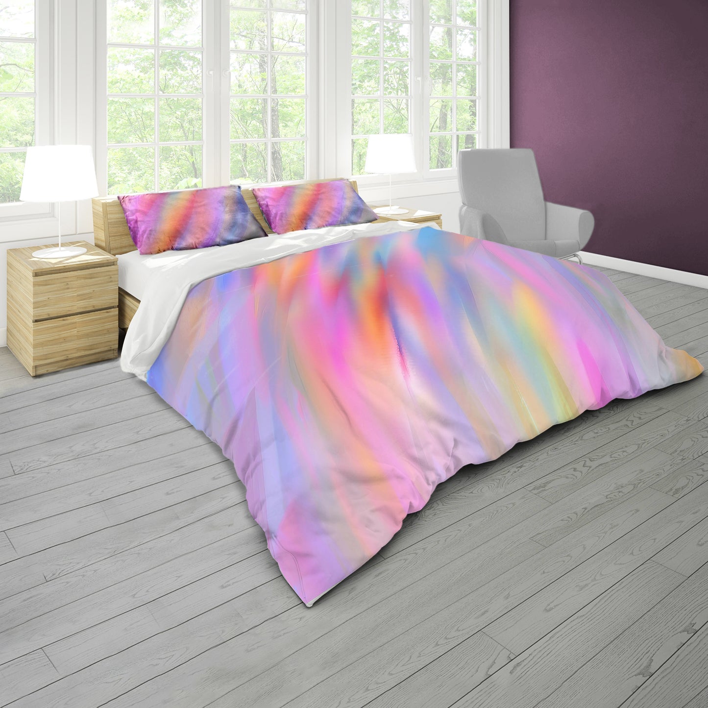 Rainbow Colour Waves Duvet Cover Set