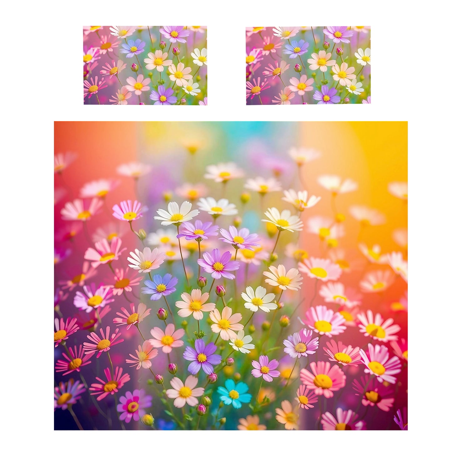 Rainbow Daisies Duvet Cover Set