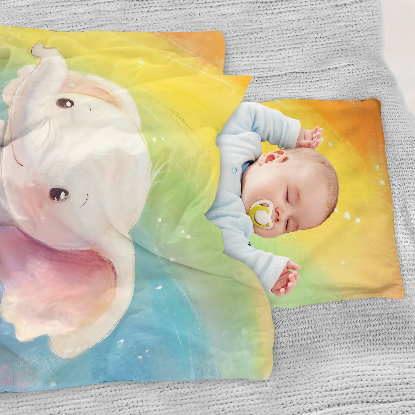 Rainbow Elephant Cot Set