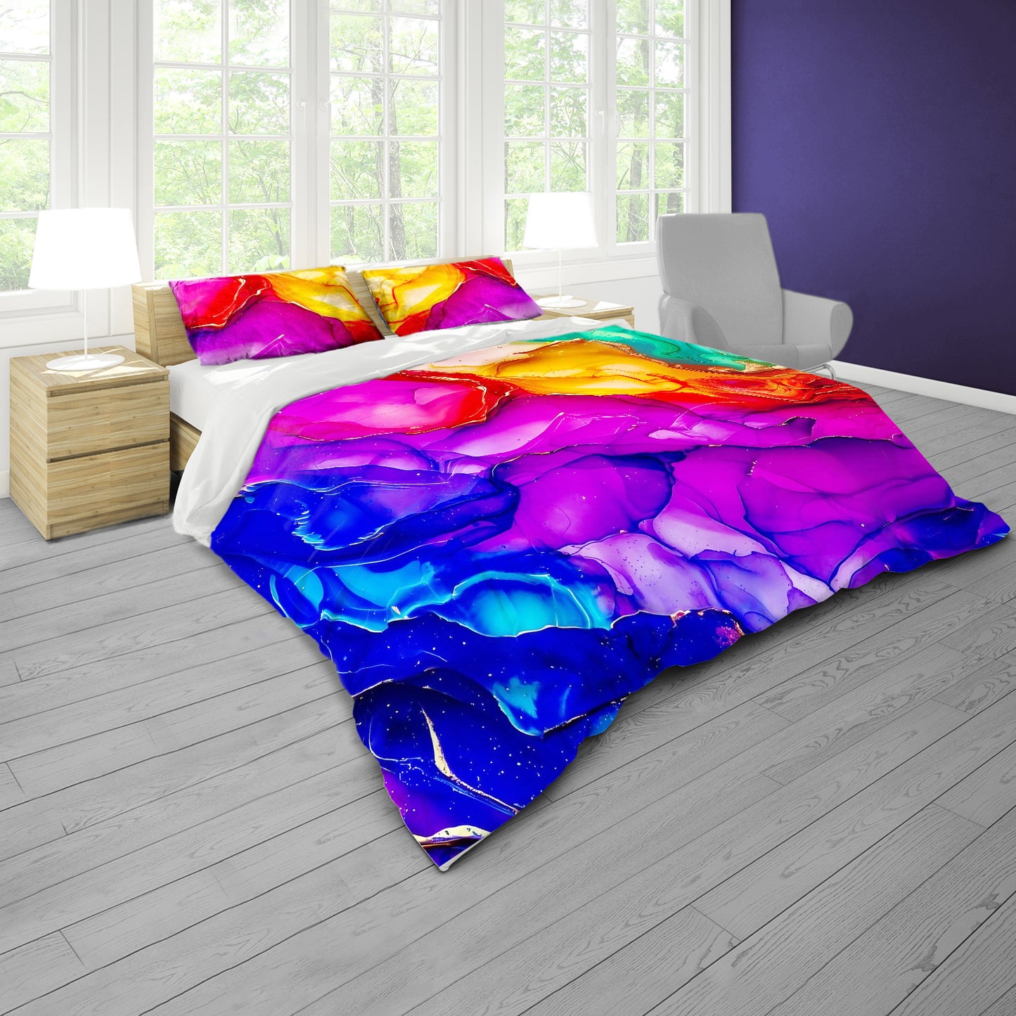 Rainbow Flowing Eclipse Duvet Cover Set