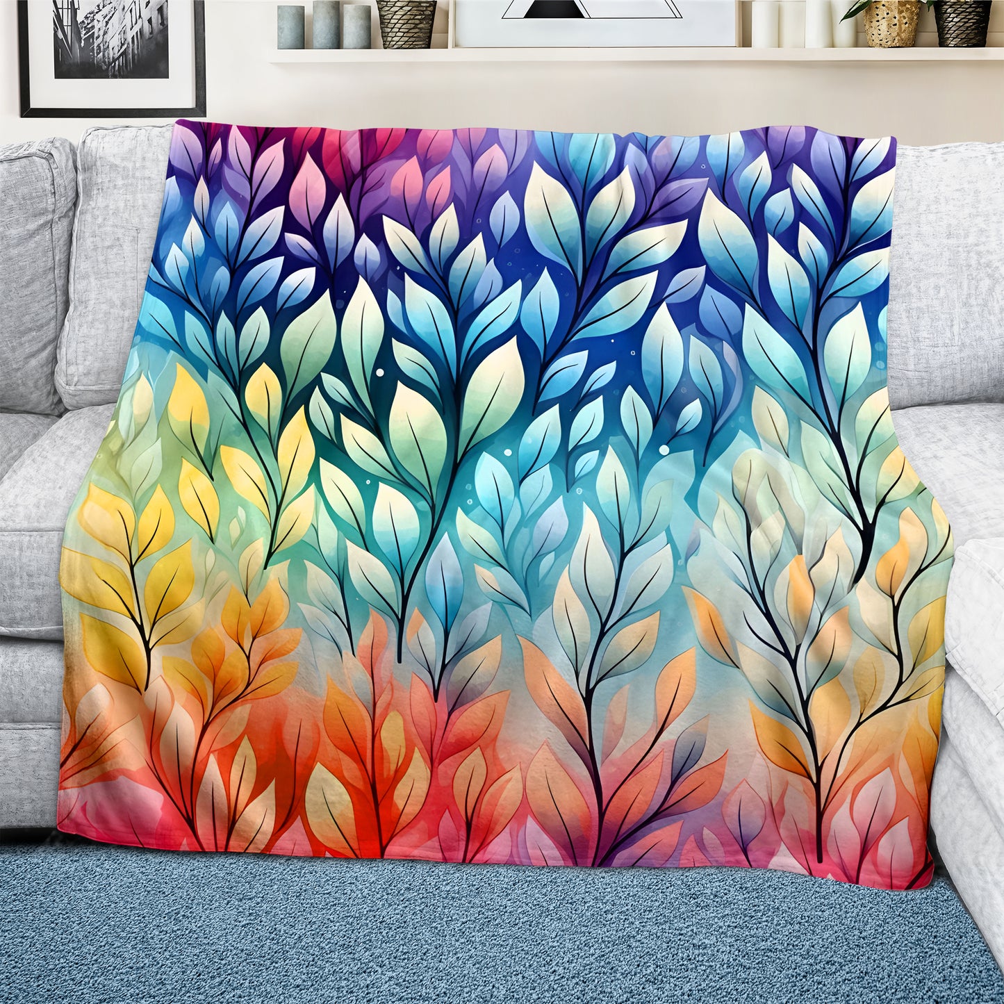 Rainbow Foliage Light Weight Fleece Blanket