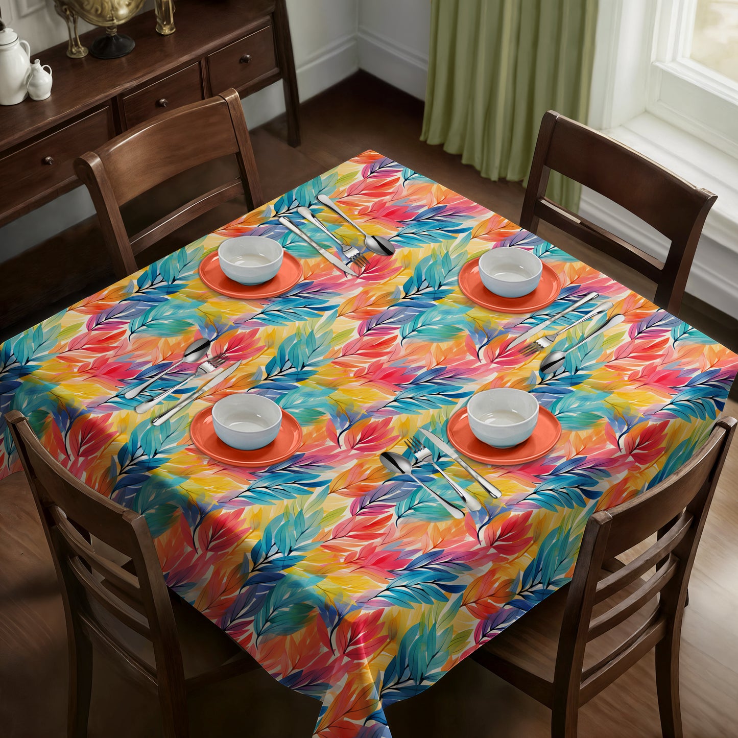 Rainbow Foliage Square Tablecloth