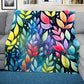 Rainbow Foliage on Teal Light Weight Fleece Blanket