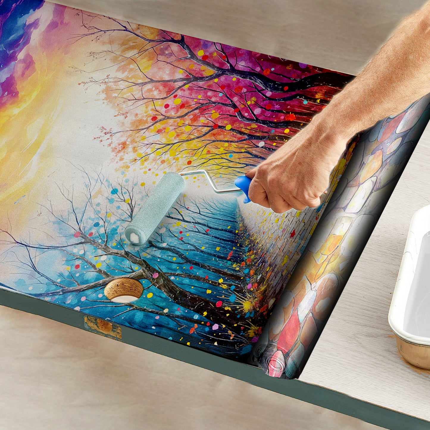 Rainbow Grove Passage Door Decoupage