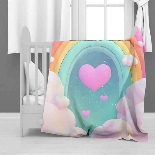 Rainbow Heart Minky Blanket