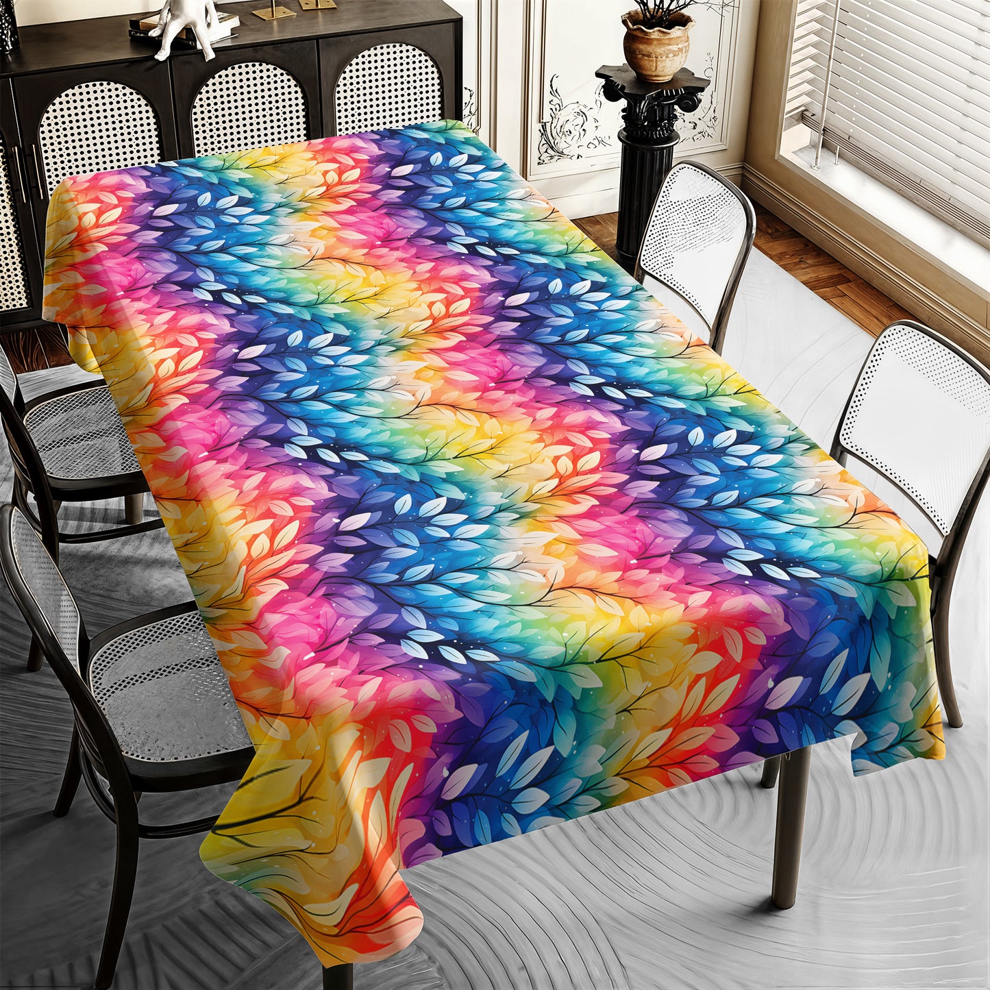 Rainbow Lines Rectangle Tablecloth