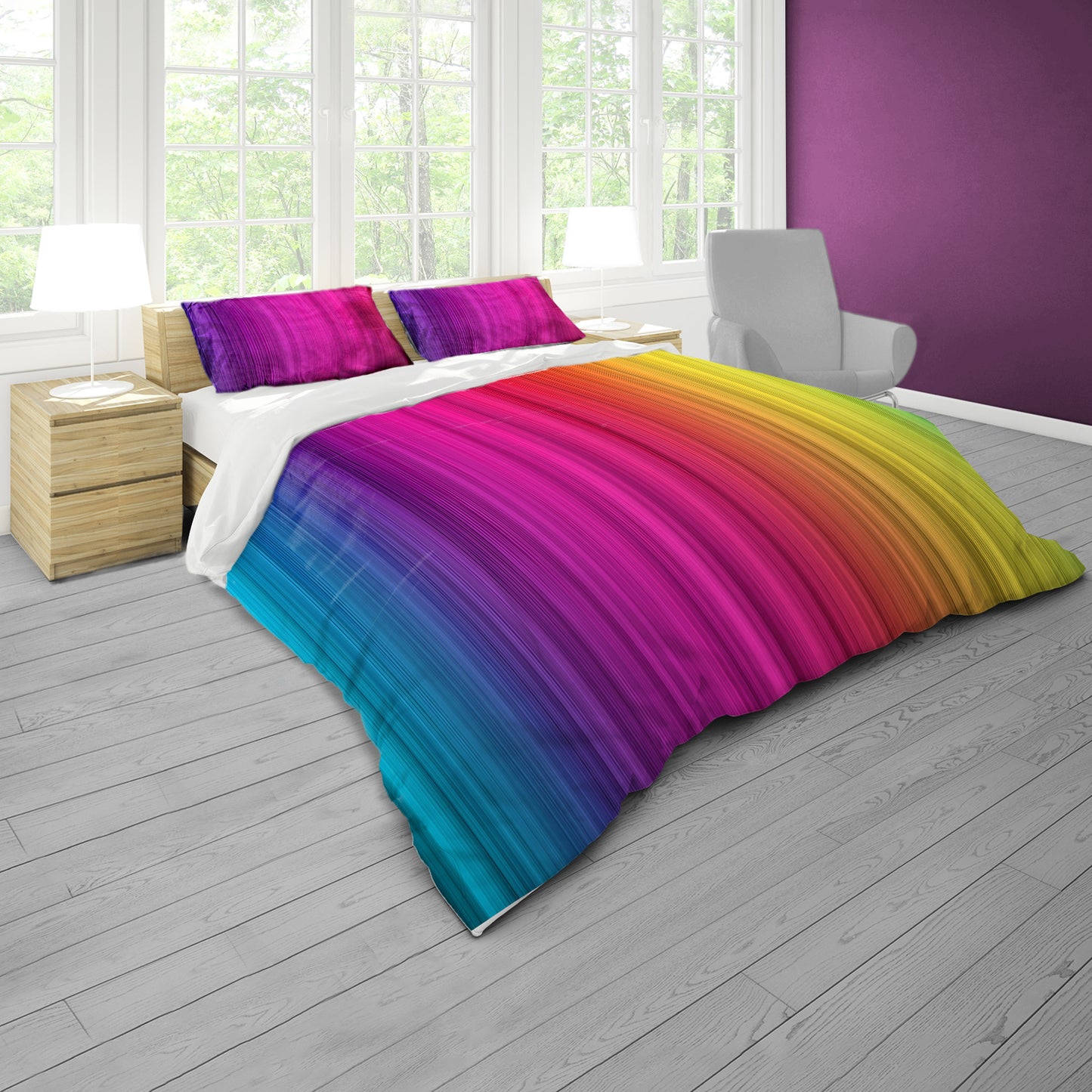 Rainbow Stripes of Colours Duvet Cover Set