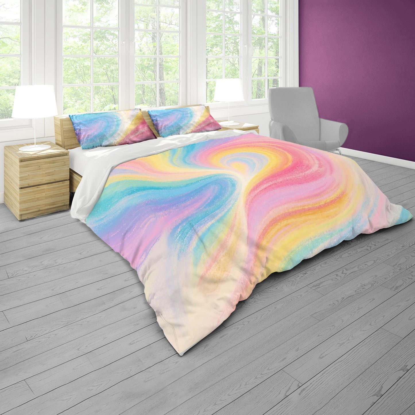 Rainbow Swirll Queen Duvet