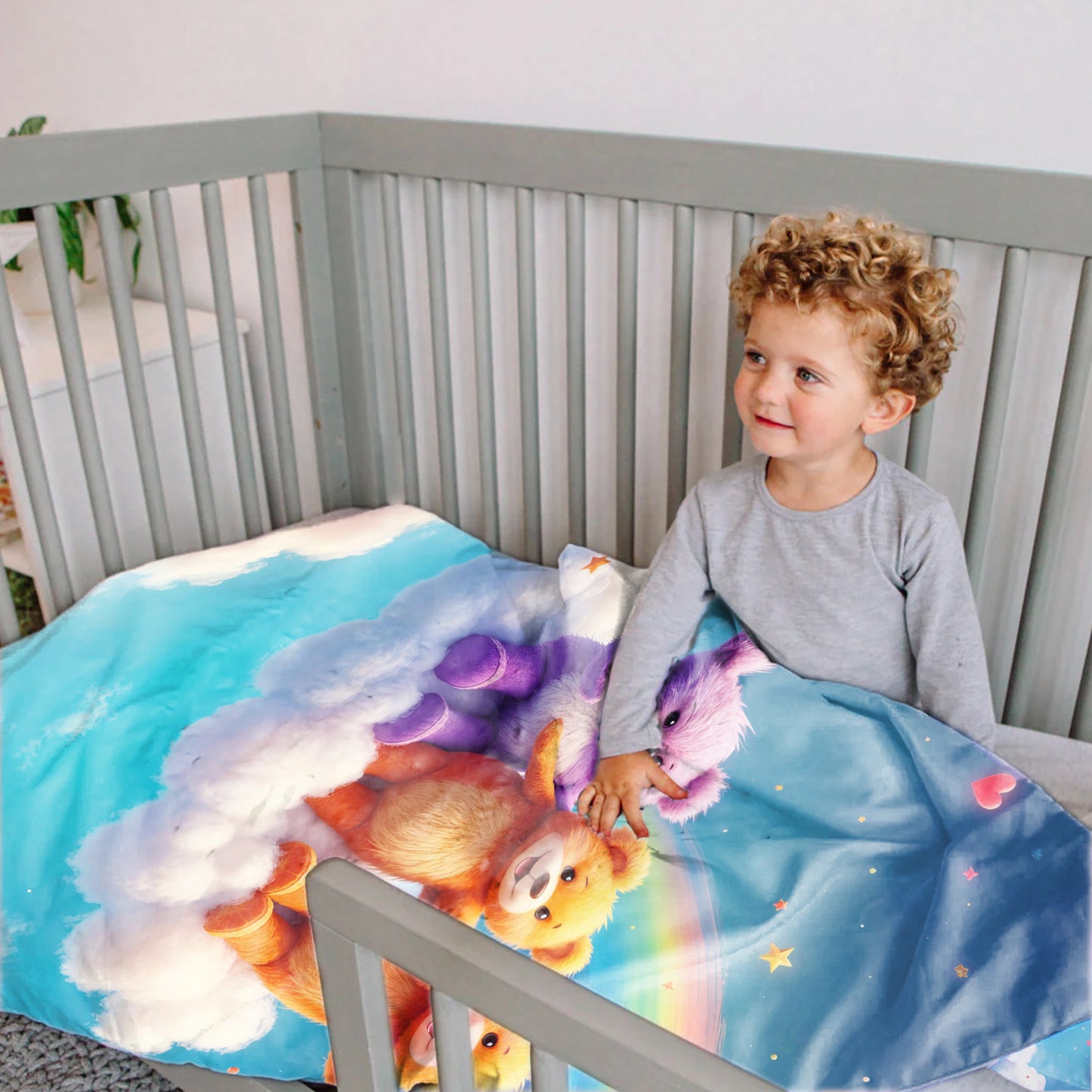 Rainbow Teddy Hugs Cot Set
